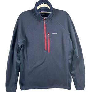 Patagonia Better Sweater Pullover Mens L Navy Blue Red Zip Fleece 25522